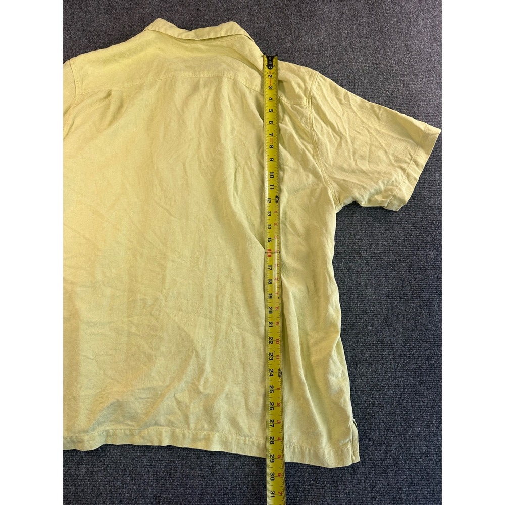 Tommy Bahama Mens XL Yellow 100% Silk Short Sleeve Palm Jacquard Camp Shirt - Picture 7 of 9